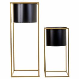 Set de Maceteros Alexandra House Living Negro Metal Hierro 26 x 178 x 26 cm 2 Piezas