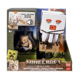 Mattel Jfb69 Figura Ghast con Proyectiles de Ataque Minecraft La Película, Guerrero Piglin 8cm, Luces y Sonidos +6 Años