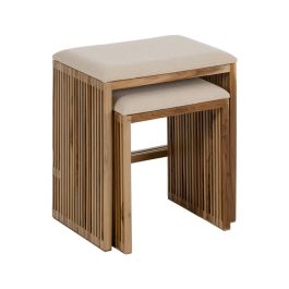 S/2 Banqueta Natural Madera de Teca 50 X 34 X 60 cm