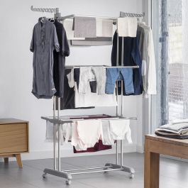 Tendedero Plegable Vertical con Ruedas Folver InnovaGoods 24 Barras Tendedero Plegable Vertical con Ruedas Folver InnovaGoods 24 Barras