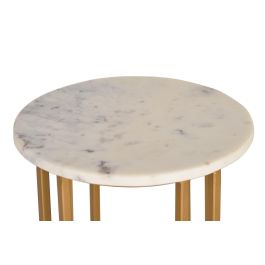 Giner y Colomer Mesa Centro Mármol Blanco con Patas Doradas 30 cm