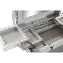 DKD Home Decor Joyero Indio Plateado Natural de Madera y Aluminio 21 x 7.6 x 27.5 cm