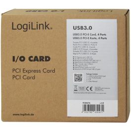 LogiLink PC0057A Tarjeta PCI Express 4 Puertos USB 3.0 (3.1 Gen 1) Interna para PC, 5 Gbit/s con VIA VL805
