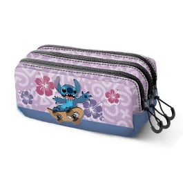Disney Lilo y Stitch Trick FAN 2.2 Estuche Portatodo Escolar 3 Compartimentos Ripstop Lila Adaptable a Trolley