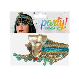 Tocado Egipcio Dorado Y Azul Con Serpiente Y Abalorios Para Cleopatra Tocado Egipcio Dorado Y Azul Con Serpiente Y Abalorios Para Cleopatra