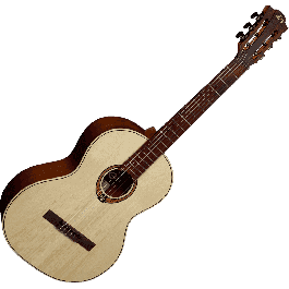LAG Guitarra Clásica Occitania 70 - 4/4 Guitarra Clásica de Abeto Engelmann Macizo y Caoba, Acabado Satinado Natural