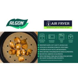 Algon Set de 40 Papeles Redondos Perforados para Airfryer de 20 cm (24 Unidades)