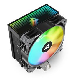SHARKOON Refrigerador de aire para CPU A50 RGB con ventilador de 12 cm, 5 tubos de calor, TDP 230W, compatible con LGA1851, Negro