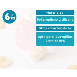 KioKids Alimentador Antiahogo Rosa Petits Moments - Alimentador de Malla de Silicona para Bebé +6 Meses, para Fruta y Comida, Fácil de Agarrar y Lavar en Lavavajillas