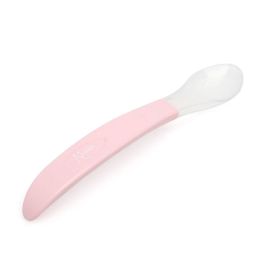 KioKids Step 2 Cuchara de Silicona Rosa Claro para Bebé +4 meses - Ideal Primer Contacto con Comida