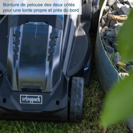 Scheppach Pack Cortacésped BC-MP320-X 32 cm + Bordeadora 2 en 1 C-LT300-X - Cortacésped Eléctrico 20V IXES con 2 Baterías 4ah y Cargador Inalámbrico