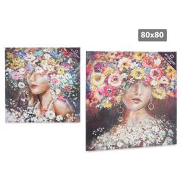 Lienzo Pintado Mujer Corona Flores 80X80Cm Surtidos Giftdecor (2 Unidades) Precio: 133.94999959. SKU: B1554ERJMC