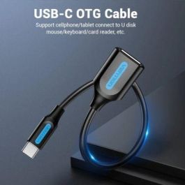 Conversor Vention CCSBB/ USB Tipo-C Macho - USB Hembra/ 15cm/ Negro
