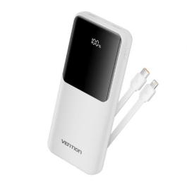 Powerbank 10000mAh Vention FHOW0/ 22.5W/ Blanca/ Incluye Cable USB TIpo-C y Lightning Precio: 16.50000044. SKU: B1CCNY9E9D