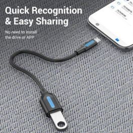 Cable USB 2.0 Vention CCUBB/ MicroUSB Macho - USB Hembra/ 480Mbps/ 15cm/ Negro