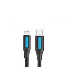 Cable USB 2.0 Tipo-C Vention COVBD/ USB Tipo-C Macho - MicroUSB Macho/ Hasta 10W/ 480Mbps/ 50cm/ Negro
