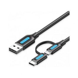 Cable USB 2.0 Vention CQDBD USB Macho - Micro USB Macho/ USB Tipo-C Macho/ 480Mbps/ 50cm/ Negro Precio: 3.5816. SKU: B156YC2LV6