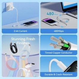 Cable USB 2.0 Lightning Vention LAMWF/ USB Macho - Lightning Macho/ 480Mbps/ 1m/ Blanco