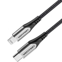 Cable USB 2.0 Tipo-C Lightning Vention TACHH/ USB Tipo-C Macho - Lightning Macho/ Hasta 27W/ 480Mbps/ 2m/ Gris y Negro