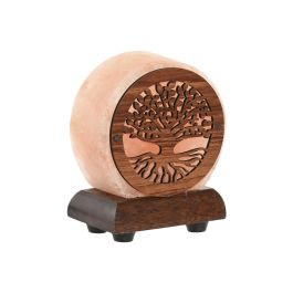 DKD Home Decor Lámpara Sobremesa Árabe Sal del Himalaya Rosa Marrón con Cable USB y LED 5.5 x 10.5 x 8.5 cm