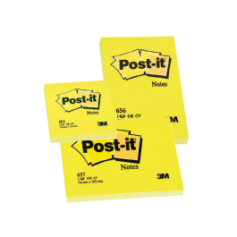 Post-it Bloc de notas adhesivas quita y pon 76x127 mm amarillo 100 hojas 655