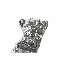 DKD Home Decor Figura Decorativa de Leopardo Moderno, Resina Plateada, 16 x 31.5 x 19.5 cm, Decoración Hogar
