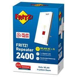AVM Repeater 2400 WLAN, Repetidor de Red Inalámbrico y por Cable, 1733 Mbit/s, Blanco
