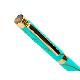 Belius Aqua Boligrafo Aluminio Turquesa Dorado Tinta Azul Punta 1mm Caja Diseño