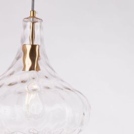 Atsugicho SKD-P80050 Lámpara Colgante de Cristal y Metal, Diseño Clásico Años 20, Esférica con Relieves Azulados, Compatible LED E27