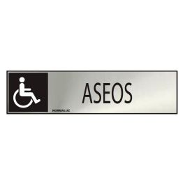 Normaluz Cartel informativo "aseos" discapacitados, acero inoxidable adhesivo 0.8mm, 5x20cm, profesional/doméstico Precio: 2.95000057. SKU: S7907011