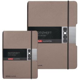 Herlitz Cuaderno de Notas flex A6, 40 hojas, Efecto Piel, FSC Mix, color topo