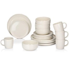 Alpina Vajilla Completa de Cerámica Crema 16 Piezas (4 Platos Llanos, 4 Postre, 4 Bols, 4 Tazas) - Apto Lavavajillas y Microondas Precio: 62.50000053. SKU: B1AKBLQBMG