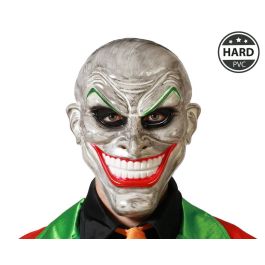 Máscara Payaso Gris Sonrisa Exagerada Cejas Verdes - Diseño Grotesco para Personaje Psicópata de PVC Rígido Precio: 1.49999949. SKU: B1CPRKE4QD