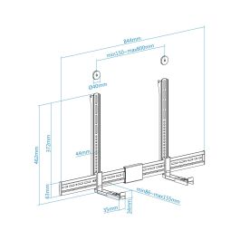 TooQ TQSBM-01 Soporte de Pared para Barra de Sonido (86-155mm) y TV VESA 800x400mm, Kit Montaje Universal 15kg Negro con Almohadillas