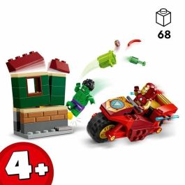LEGO 76287 Marvel Iron Man con Moto y Hulk, Set Los Vengadores con Minifiguras