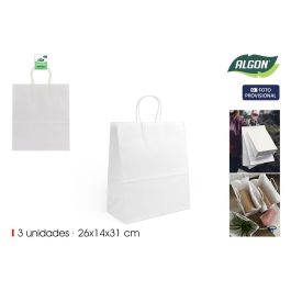 Algon Set de 3 Bolsas de Papel Blancas de 26 x 14 x 31 cm (24 Unidades) Precio: 22.58999941. SKU: B1GQM862AP