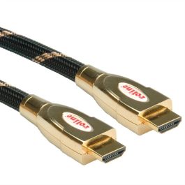 ROLINE 11.04.5690 Cable HDMI UHD 1m, HDMI 2.0, 18 Gbit/s, 4K UHD 3840 x 2160, Negro y Oro
