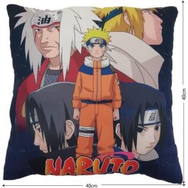 Naruto - NAR3700891700962 - Cojín de doble cara Cuadrado de Naruto y sus amigos, Microfibra - 40 x 40 cm