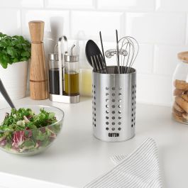 Quttin Bote de Utensilios de Cocina de Acero Inoxidable 12 x 18 cm - Organizador de Menaje para Encimera (12 Unidades)