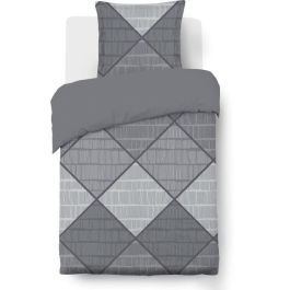 Juego de funda nórdica - VISION - Harold - 140 x 200 cm - 1 funda de almohada a juego 65 x 65 cm - Gris - 100% algodón Precio: 33.4999995. SKU: B1B6LRF9BL