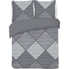 Juego de funda nórdica - VISION - Harold - 240 x 220 cm - 2 fundas de almohada a juego 65 x 65 cm - Gris - 100% algodón Precio: 44.5000006. SKU: B1KEV5Y7Y3