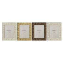 DKD Home Decor Marco de Fotos 15x20 cm Estilo Scandi Natural Beige de Cristal y PS - Pack de 4 Unidades (20.5x2x25.5 cm)