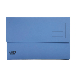 Exacompta Subcarpetas Clean Safe Pocket Horizontal DIN A4 con 2 Solapas, Cartulina Azul 400gr, Paquete de 5