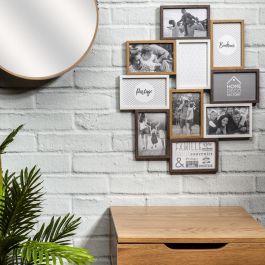 Home Deco Factory Marco 10 Fotos Essentiel para 10 Fotos de 10x15 cm Blanco y Madera