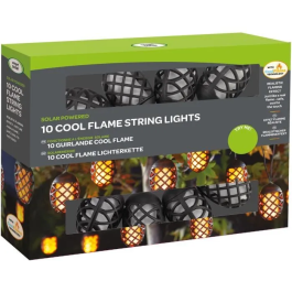 Smart Garden Guirnalda de Luces Solares para Jardín de 4.7 m con 10 Farolas y Efecto Llama, Negro - SMA5050642058322
