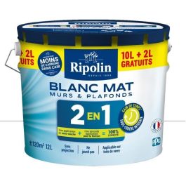 Ripolin Pintura Pared y Techo 2 en 1 Blanco Mate 10L + 2L Gratis