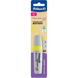 Pelikan 490 eco Marcador Textmarker Amarillo Neón, Punta Cincel, 1-5mm, Plástico Reciclado, 1 Unidad en Blister