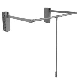 ALK System Perchero Abatible Serie Óptima para Armario, Cierre Amortiguado, Regulación Telescópica, Grafito, Ancho 830-1150 mm