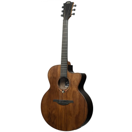 LAG Guitarra Acústica Jumbo Electroacústica Sauvage Lag Natural Satinado Tapa Sólida Brankowood Fondo Aros Eucalipto Cutaway Electrónica Stage LAG Funda Incluida