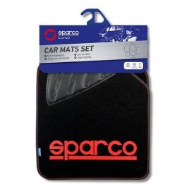 SPARCO SPC1903 Alfombra Moqueta Roja 4 Piezas con Talonera Antideslizante, Ajuste Universal, Fácil Limpieza, Diseño Deportivo